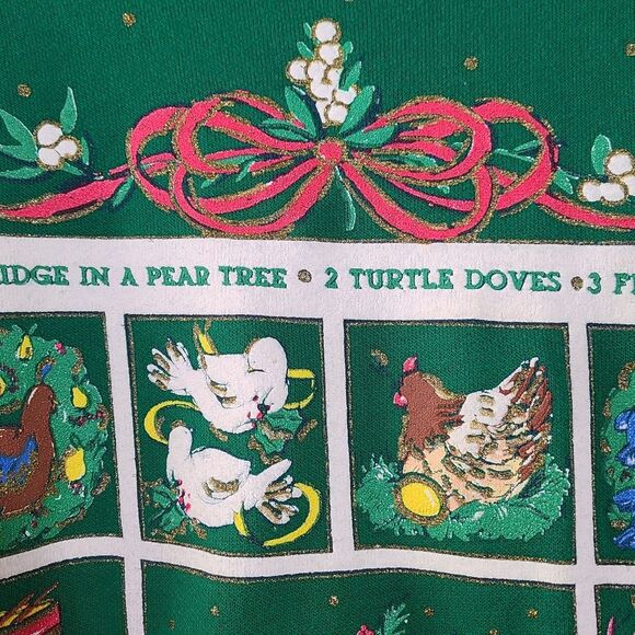 Holiday Time 12 Days of Christmas Green Vintage Holiday Sweater size Large - Picture 4 of 10